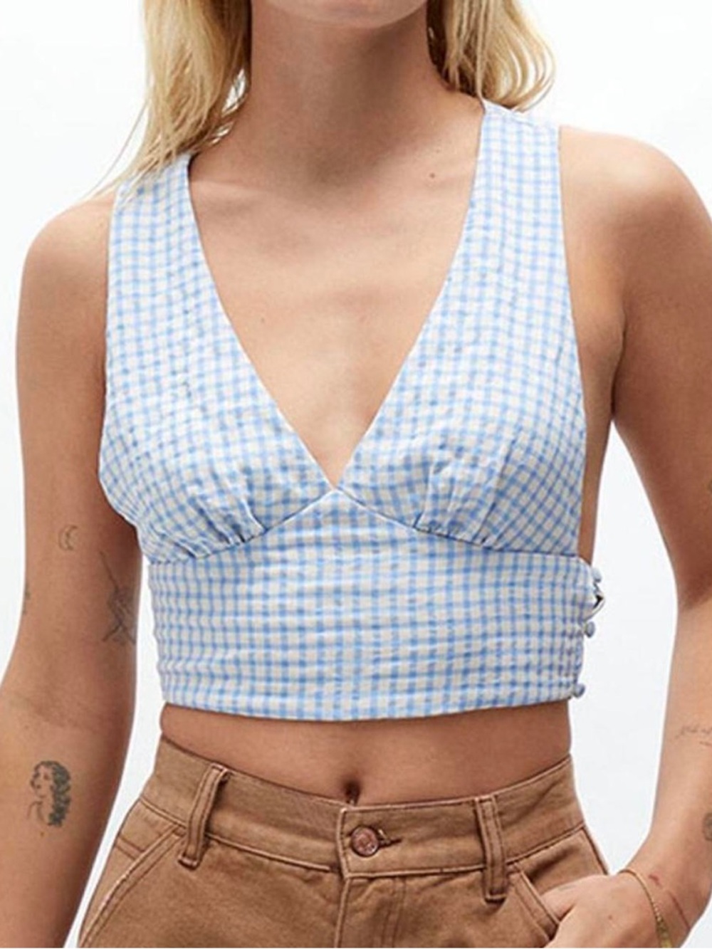 Pacsun L.A.Hearts Blue Gingham Tank Top Crossover